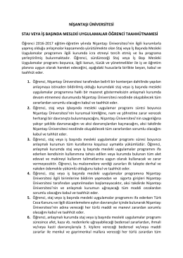 nişantaşı &uuml;niversitesi staj veya iş başında mesleki uygulamalar