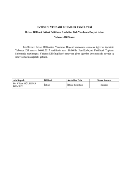 İKTİSADİ VE İDARİ BİLİMLER FAK&Uuml;LTESİ İktisat B&ouml;l&uuml;m&uuml; İktisat