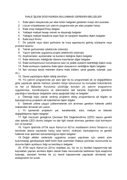 İHALE İŞLEM DOSYASINDA BULUNMASI GEREKEN BELGELER 1