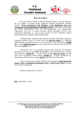 2016 Borsamız Tescil Oranları