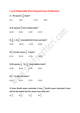 7.sınıf Matematik Dersi Rasyonel Sayı Problemleri