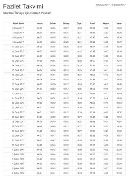 Yazdır - Fazilet Takvimi
