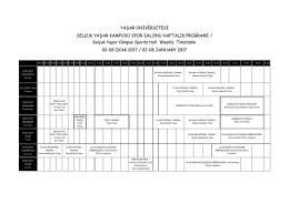 Spor Salonu Haftalık Programı - Yaşar Üniversitesi