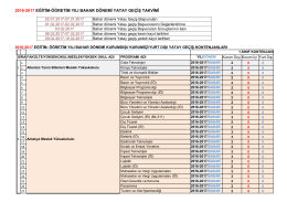 2016-2017 eğitim-öğretim yılı bahar dönemi yatay geçiş takvimi