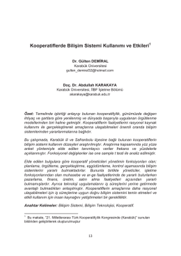 Kooperatiflerde Bilişim Sistemi Kullanımı ve Etkileri