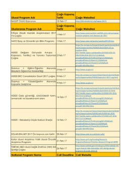 Ulusal Program Adı Çağrı Kapanış Tarihi Çağrı Websitesi