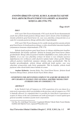 anonim şirketin genel kurul kararı ile kendi
