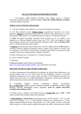 SELÇUK ÜNİVERSİTESİ REKTÖRLÜĞÜNDEN