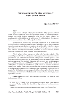 ÜRÜN SORUMLULUĞU RİSK KONTROLÜ