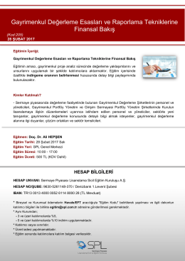 Gayrimenkul Değerleme Esasları ve Raporlama Tekniklerine