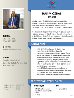 CV/Resume #1 - Sivas Avukat Haşim Özdal