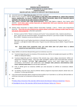 B aşvuru Şekli Genel N ot Ortalaması - &Ouml;ğrenci İşleri