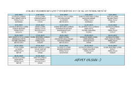 Aylık Yemek Men&uuml;s&uuml;