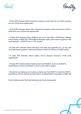 01 Ocak 2017 tarihinden itibaren kredi kartı ile alışveriş ve