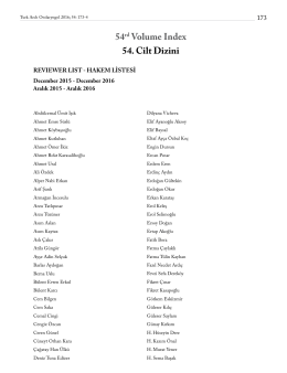 54rd Volume Index 54. Cilt Dizini