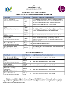 tc ordu üniversitesi sosyal bilimler enstitüsü 2016
