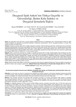 The Emotional Appetite Questionnaire (EMAQ)`s Reliability And