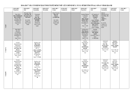 Turizm İşletmeciliği Bölümü 2016-2017 Güz Dönemi Final Sınav