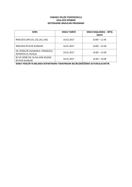 yabancı diller yüksekokulu 2016 güz dönemi bütünleme sınavları