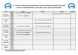 2016-2017 eğitim öğretim yılı güz dönemi final sınav programı için