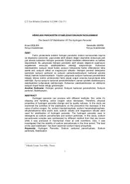 hidrojen peroksitin stabilizasyonunun incelenmesi