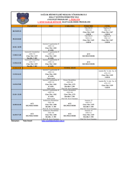 Anestezi Programı 1. Sınıf