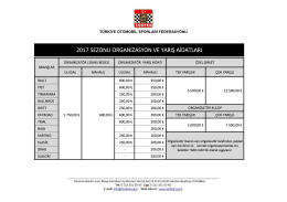2017 sezonu organizasyon ve yarış aidatları