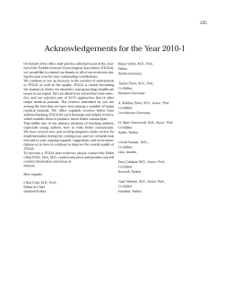 Acknowledgements for the Year 2010-1