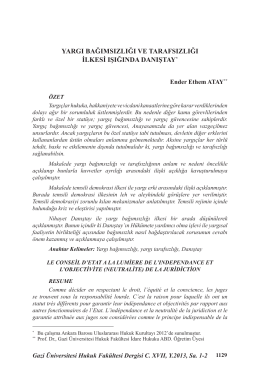 Yargı Bağımsızlığı ve Tarafsızlığı İlkesi Işığında