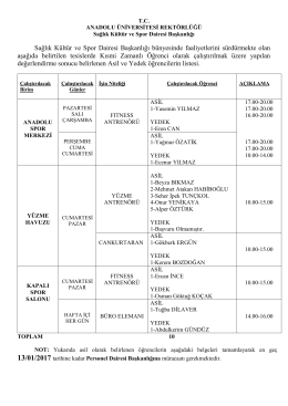 Sağlık Kültür ve Spor Dairesi Başkanlığı bünyesinde faaliyetlerini