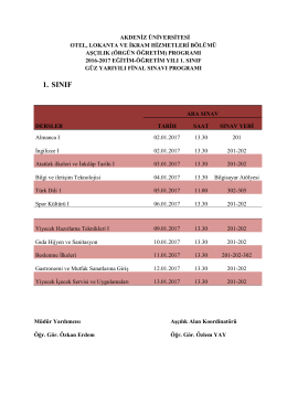 1. sınıf - Akdeniz &Uuml;niversitesi