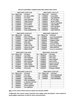 FZM 357 ELEKTRONİK I LABORATUVARI FİNAL SINAVI GRUP