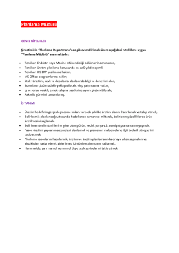 Planlama M&uuml;d&uuml;r&uuml;