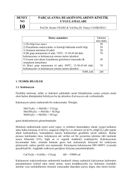 deney no par&ccedil;alanma reaksiyonlarının kinetik uygulamaları