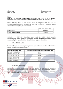 01.01.2017 &ndash; 30.06.2017 Tarihleri Arasında
