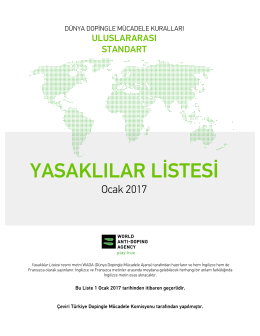 2017 Yılı WADA Yasaklılar Listesi