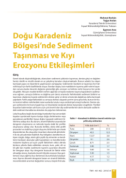 Doğu Karadeniz Bölgesi`nde Sediment Taşınması ve Kıyı Erozyonu