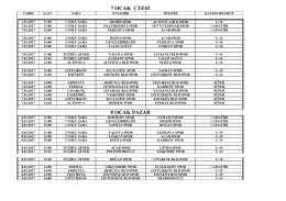 7 OCAK CTESİ 8 OCAK PAZAR
