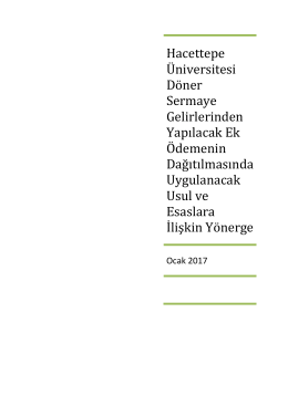 Hacettepe Üniversitesi Döner Sermaye Gelirlerinden Yapılacak Ek