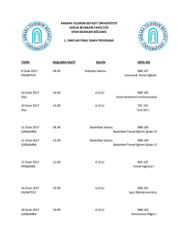 Spor Bilimleri 1. Sınıf Final Sınav Programı