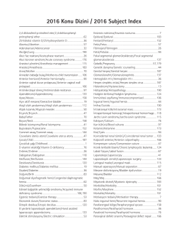 2016 Konu Dizini / 2016 Subject Index