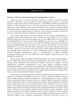 i Edit&ouml;rden / Editorial Ekonomi ve Y&ouml;netim Araştırmaları Dergisi`nin