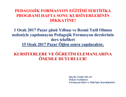 2016-2017 öğretim yılı pedagojik formasyon eğitimi sertifika