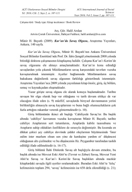 Arş. Gör. Halil Arslan Münir H. Bayatlı (2009). Kur`an`da Savaş