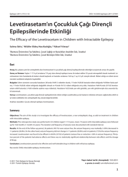 Levetirasetam`ın Çocukluk Çağı Dirençli