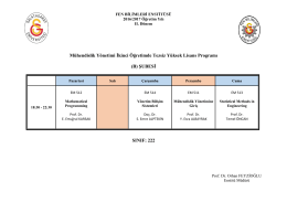 Mühendislik Yönetimi İkinci Öğretimde Tezsiz Yüksek Lisans Programı