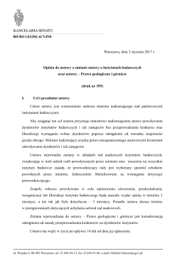 Opinia do ustawy o zmianie ustawy o instytutach badawczych oraz