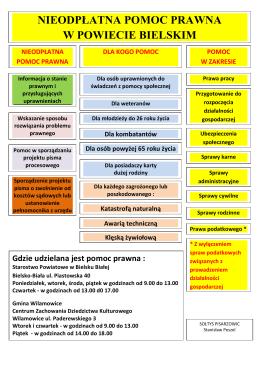 NIEODPŁATNA POMOC PRAWNA W POWIECIE BIELSKIM