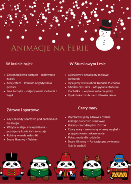 Program animacji na Ferie Zimowe 2017.