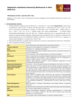 Regulamin udzielania Gwarancji Bankowych w Alior Bank S.A.
